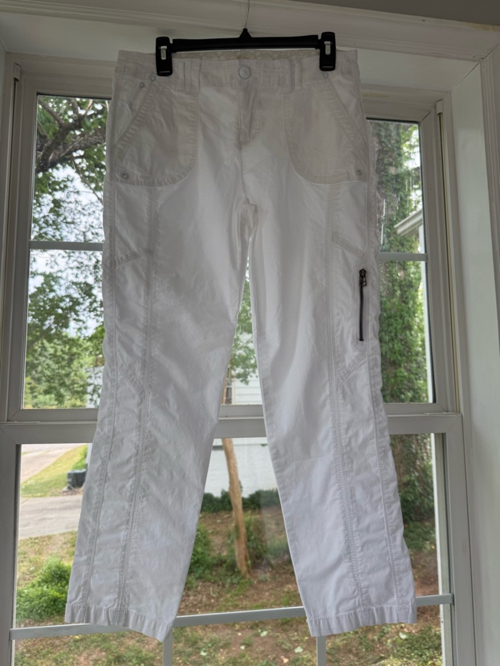 White Cargo Crop Pants